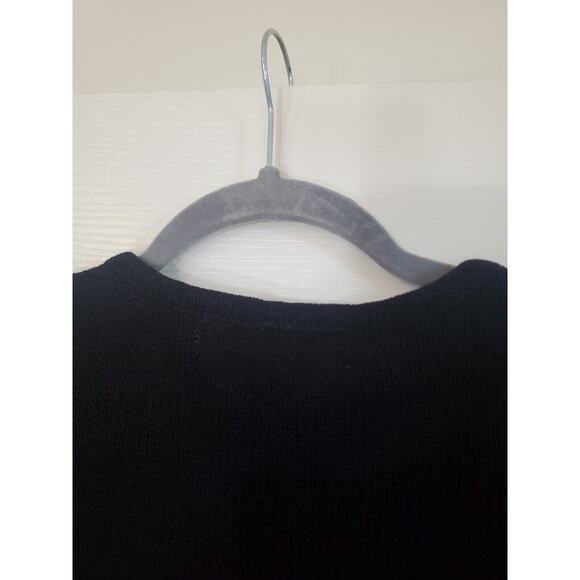 Dress Barn Black Beaded Floral Bouquets Boxy Holiday Cardigan Sweater Size Large - Picture 10 of 13